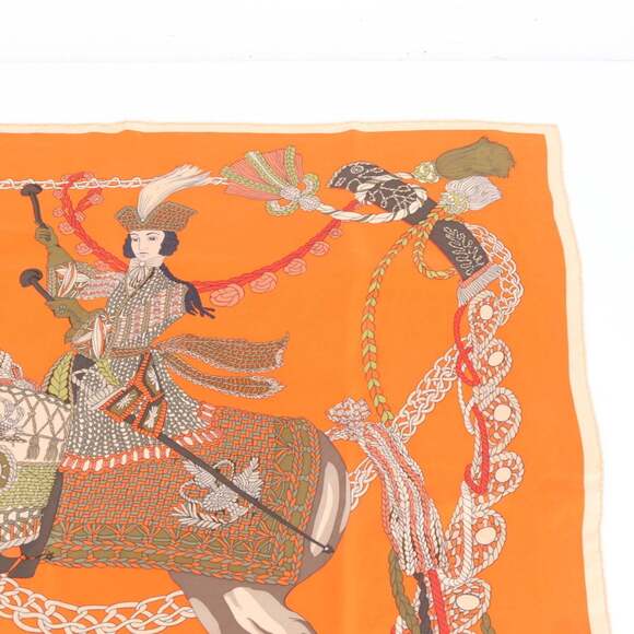 HERMES Orange Silk Scarf - Picture 3 of 8